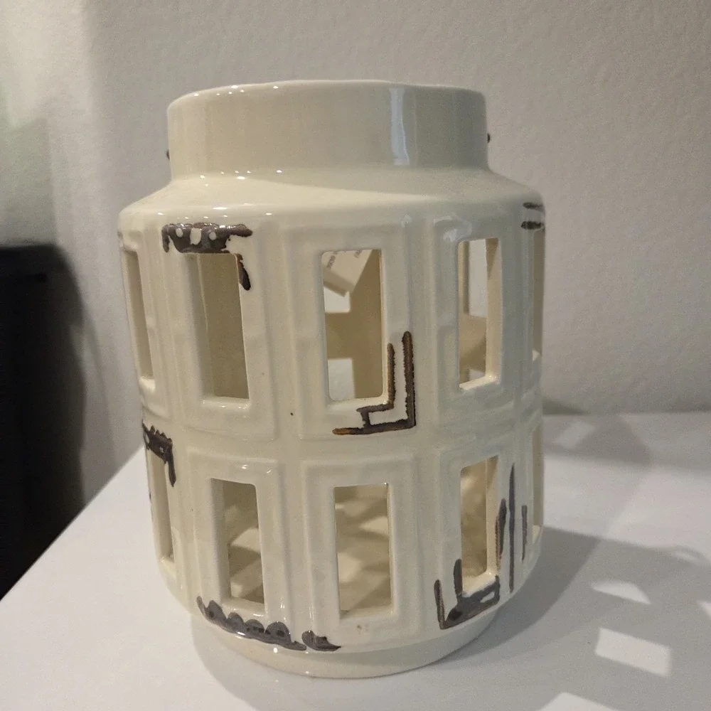 2 Ashland Spring Candle Collection White Ceramic Lanterns Rustic Farmhouse Set